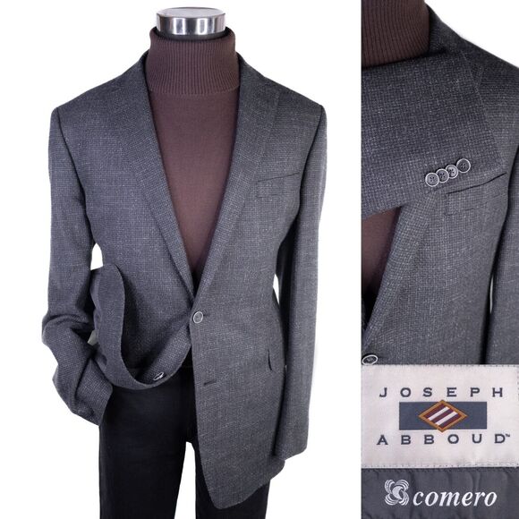 Joseph Abboud Heritage COMERO Sport Coat Men Size 46L Gray Wool/Cotton 2 Button - Picture 1 of 14